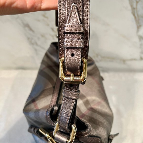 Burberry Silver Check and Leather Maiden Hobo Bag - Picture 3 of 12